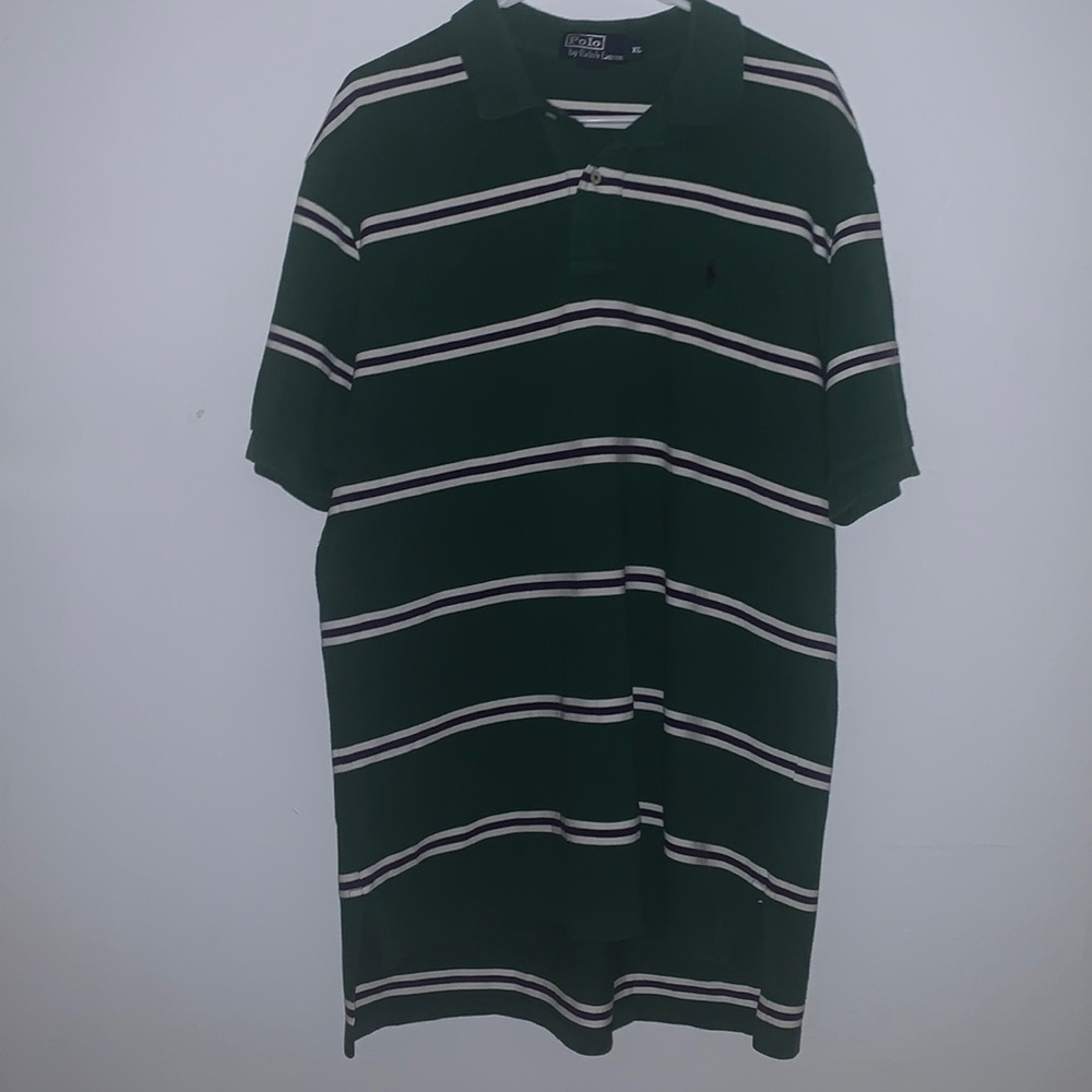 Polo by Ralph Lauren 100% Cotton XL Green with Stripes